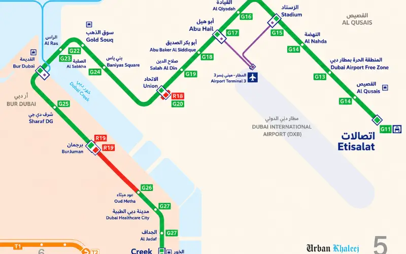 Green Line Route From Creek Metro Station