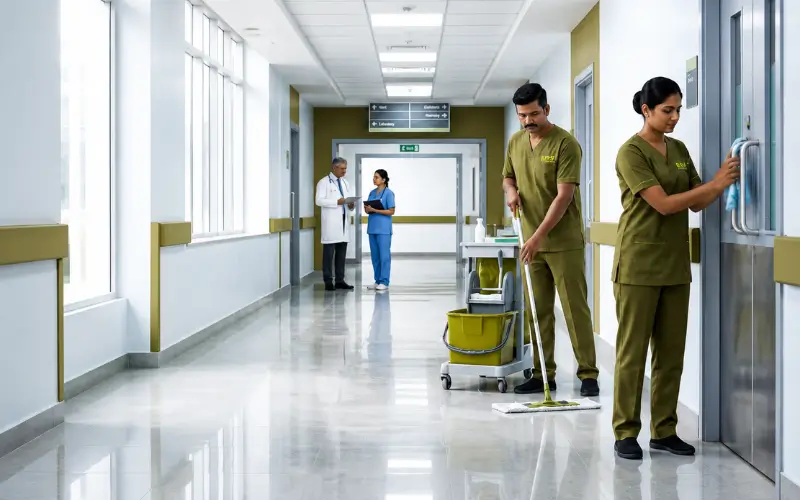 EFS Facilities Services Group healthcare facilities management team performing professional hospital cleaning and hygiene maintenance services